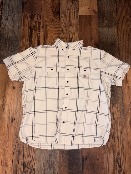 Carhartt Other - Carhartt Cream and Black Plaid Button-Front Short Sleeve Shirt